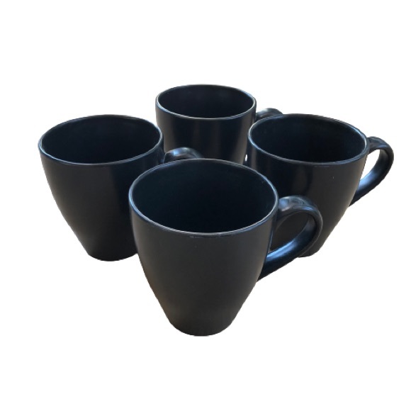 ⭐️World Market⭐️4 Black Matte Coffee Mugs Ceramic Tea Cups Home Dining Drinkware - Picture 2 of 6